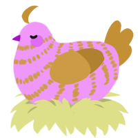 A lavender and gold chicken with a bar pattern