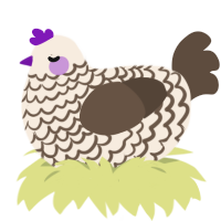 A cream and bark chicken with a lace pattern