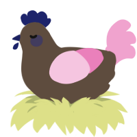 A bark and pink chicken