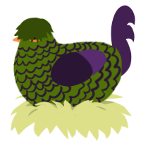 A lilac and gluppy chicken with a lace pattern