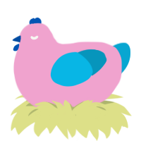 A pink and cerulean chicken
