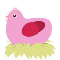 A pink and crimson chicken