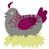 A ash and wine chicken with a half-lace pattern