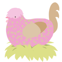 lineage curse g2, a pink and beige chicken with a speckle pattern