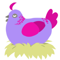 A lilac and fuchsia chicken with a neck-band pattern