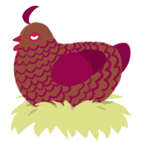 A russet and maroon chicken with a lace pattern