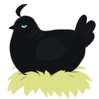 A black and sable chicken with a neck-speckle pattern