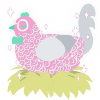 A pink and mist chicken with a double-lace pattern