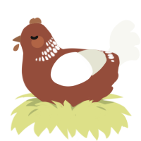 A russet and white chicken with a neck-band pattern