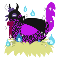 A sable and amethyst chicken with a double-lace pattern