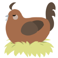 A brown and bark chicken