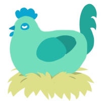 A mint and turquoise chicken