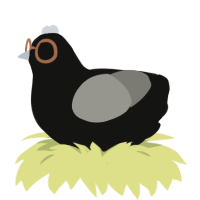 Bagel, a black and ash chicken