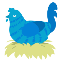 A cerulean and sapphire chicken with a bar pattern