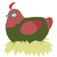 Olive Sweater, a olive and red chicken with a head pattern