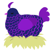 A navy and violet chicken with a lace pattern