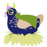 A navy and beige chicken with a half-lace pattern