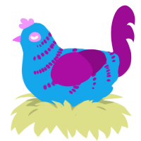 A sky and plum chicken with a half-bar pattern
