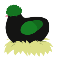 A black and leaf chicken