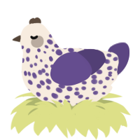 A cream and overcast chicken with a speckle pattern