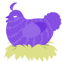 A blurple chicken with a bar pattern