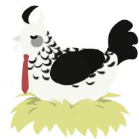 A white and black chicken with a half-lace pattern