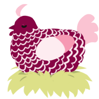 A maroon and rose chicken with a lace pattern