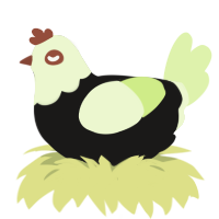 sickly, a sable and apple chicken with a head pattern