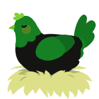 A black and leaf chicken with a head pattern