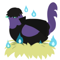 Dabi, a sable and overcast chicken with a head pattern