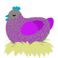 Derpessione, a ash and amethyst chicken with a double-lace pattern