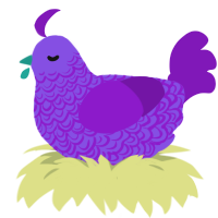 A blurple and violet chicken with a double-lace pattern
