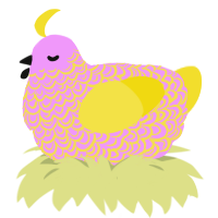 A lavender and yellow chicken with a double-lace pattern