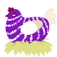 A violet and cream chicken with a bar pattern
