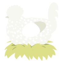 A white chicken with a speckle pattern