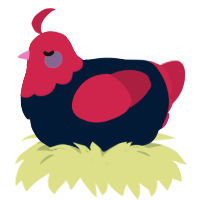 A tumblr and crimson chicken with a head pattern