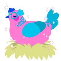 Cotton Candy, a pink and sea chicken with a neck-band pattern