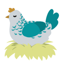 A mist and teal chicken with a half-lace pattern