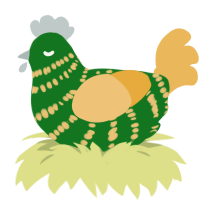 A leaf and honey chicken with a bar pattern