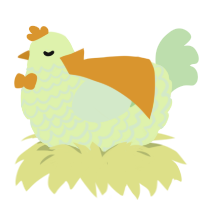 A apple and gluppy chicken with a lace pattern