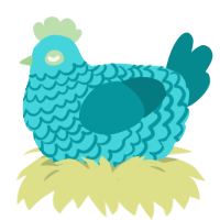 A aqua and teal chicken with a lace pattern