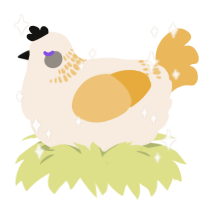 A cream and honey chicken with a neck-band pattern