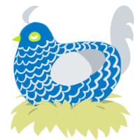 A sapphire and mist chicken with a lace pattern