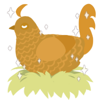 A gold and orange chicken with a lace pattern