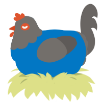 Sapphire, a sapphire and grey chicken with a head pattern