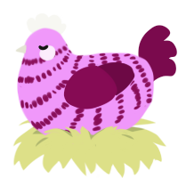 A lavender and wine chicken with a bar pattern