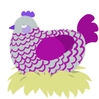 A silver and plum chicken with a lace pattern