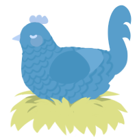 A vermilion chicken with a lace pattern