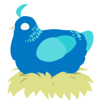 A sapphire and aqua chicken with a neck-band pattern