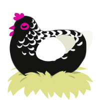 A black and white chicken with a half-lace pattern